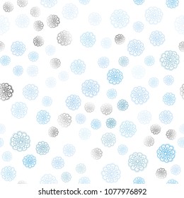 Light BLUE vector seamless doodle bright background. An elegant bright illustration with flowers in Natural style. A new texture for your design.