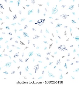 Light BLUE vector seamless  doodle blurred texture. Colorful abstract illustration with leaves in doodle style. Hand painted design for web, leaflet, textile.
