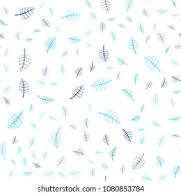 Light BLUE vector seamless  doodle blurred pattern. Doodle illustration of leaves in Origami style with gradient. The best blurred design for your business.