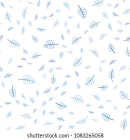 Light BLUE vector seamless  doodle bright background. Blurred decorative design in Indian style with leaves. Completely new design for your business.
