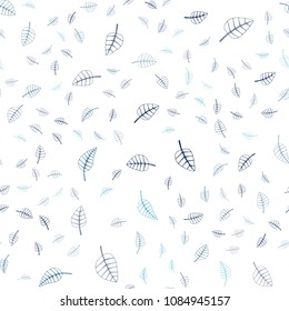 Light BLUE vector seamless  doodle blurred texture. New colorful illustration in doodle style with leaves. Elegant pattern for a brand book.