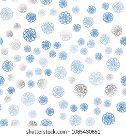 Light BLUE vector seamless doodle blurred texture. Glitter abstract illustration with doodles and flowers. Pattern for colorful books and pages for kids.