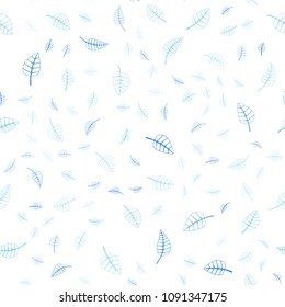 Light BLUE vector seamless  doodle blurred template. Glitter abstract illustration with doodles and leaves. Elegant pattern for a brand book.