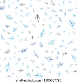 Light BLUE vector seamless  doodle bright pattern. Creative illustration in blurred style with leaves. The best blurred design for your business.