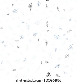Light BLUE vector seamless  doodle blurred texture. Glitter abstract illustration with doodles and leaves. Elegant pattern for a brand book.