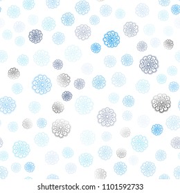 Light BLUE vector seamless doodle bright template. Colorful abstract illustration with flowers in doodle style. Template for backgrounds of cell phones.