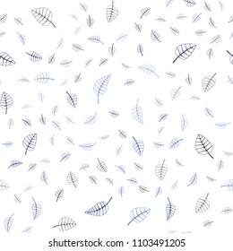 Light BLUE vector seamless  doodle bright pattern. Sketchy doodles with leaves on blurred background. Elegant pattern for a brand book.