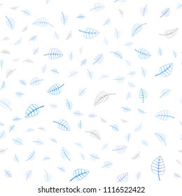 Light BLUE vector seamless  doodle blurred background. leaves on blurred abstract background with gradient. Completely new design for your business.
