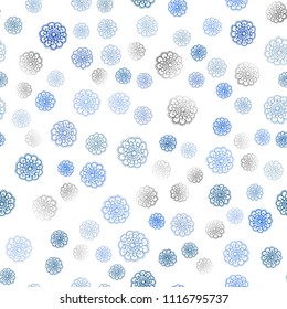 Light BLUE vector seamless doodle bright background. Blurred decorative design in Indian style with flowers. A new texture for your design.