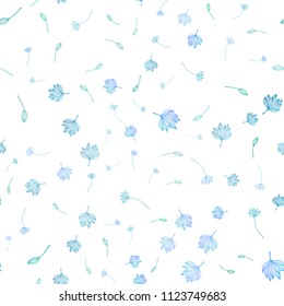 Light BLUE vector seamless doodle layout. An elegant bright illustration with leaves in Natural style. Completely new design for your business.