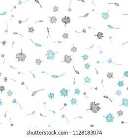 Light BLUE vector seamless doodle texture. A vague abstract illustration with leaves in doodles style. The textured pattern for website.