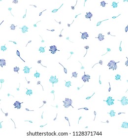 Light BLUE vector seamless doodle texture. New colorful illustration in doodle style with leaves. Hand painted design for web, leaflet, textile.
