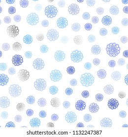 Light BLUE vector seamless doodle blurred template. Sketchy doodles with flowers on blurred background. Hand painted design for web, wrapping, wallpaper.