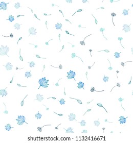 Light BLUE vector seamless doodle template. New colorful illustration in doodle style with leaves. Hand painted design for web, leaflet, textile.