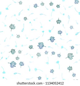 Light BLUE vector seamless doodle cover. New colorful illustration in doodle style with leaves. Brand new style for your business design.
