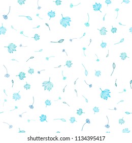 Light BLUE vector seamless doodle template. leaves on blurred abstract background with gradient. A new texture for your design.