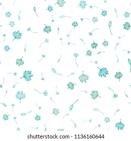 Light BLUE vector seamless doodle cover. Shining colored illustration with leaves in doodle style. New template for your business design.