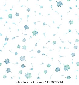 Light BLUE vector seamless doodle template. Modern geometrical abstract illustration with leaves. The textured pattern for website.