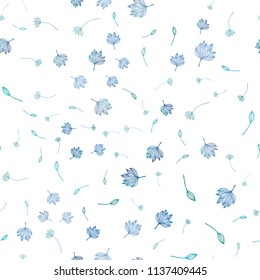 Light BLUE vector seamless doodle cover. Creative illustration in blurred style with leaves. Hand painted design for web, leaflet, textile.