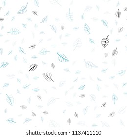 Light BLUE vector seamless  doodle blurred texture. leaves on blurred abstract background with gradient. Pattern for colorful books and pages for kids.