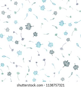 Light BLUE vector seamless doodle template. Colorful abstract illustration with leaves in doodle style. New template for your business design.