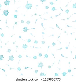 Light BLUE vector seamless doodle layout. Decorative design in Indian style with leaves. New template for your brand book.