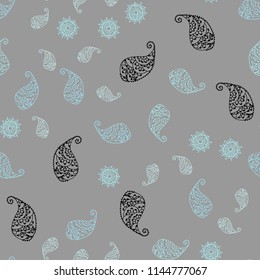 Light BLUE vector seamless doodle pattern with leaves and flowers. Illustration with doodles on abstract template. Completely new design for your business.
