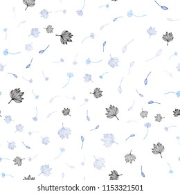 Light BLUE vector seamless doodle background. leaves on blurred abstract background with gradient. Brand new design for your business.
