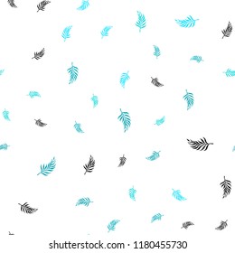 Light BLUE vector seamless doodle background with leaves. Colorful illustration in doodle style with leaves. Pattern for design of fabric, wallpapers.