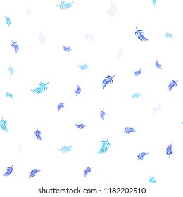 Light BLUE vector seamless doodle pattern with leaves. Colorful abstract illustration with leaves in doodle style. Template for business cards, websites.