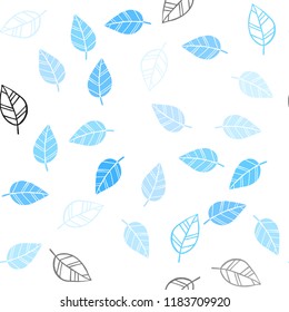Light BLUE vector seamless doodle background with leaves. Modern geometrical abstract illustration with leaves. Design for textile, fabric, wallpapers.