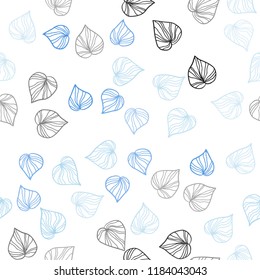 Light BLUE vector seamless doodle texture with leaves. An elegant bright illustration with leaves in Natural style. Pattern for design of fabric, wallpapers.