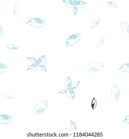 Light BLUE vector seamless doodle template with leaves. Brand new colored illustration in blurry style with leaves. Template for business cards, websites.