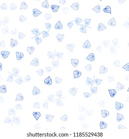 Light BLUE vector seamless doodle texture with leaves. New colorful illustration in doodle style with leaves. Pattern for design of fabric, wallpapers.