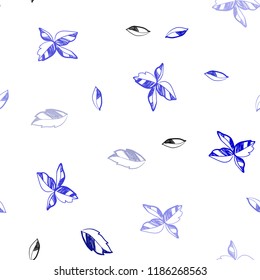 Light BLUE vector seamless doodle layout with leaves. New colorful illustration in doodle style with leaves. Pattern for design of fabric, wallpapers.