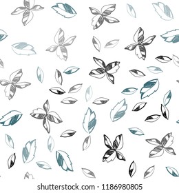 Light BLUE vector seamless doodle background with leaves. Colorful illustration in doodle style with leaves. Pattern for trendy fabric, wallpapers.