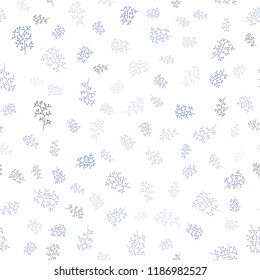 Light BLUE vector seamless doodle template with leaves, branches. Brand new colored illustration with leaves and branches. Trendy design for wallpaper, fabric makers.