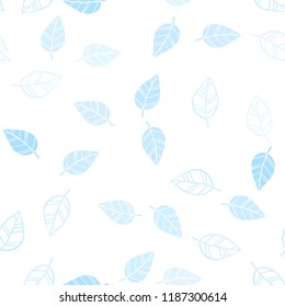 Light BLUE vector seamless doodle pattern with leaves. Decorative illustration with doodles on abstract template. Pattern for design of window blinds, curtains.