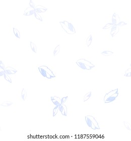 Light BLUE vector seamless doodle backdrop with leaves. Colorful abstract illustration with leaves in doodle style. Design for textile, fabric, wallpapers.