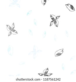 Light BLUE vector seamless doodle backdrop with leaves. leaves on elegant natural pattern with gradient. Pattern for trendy fabric, wallpapers.