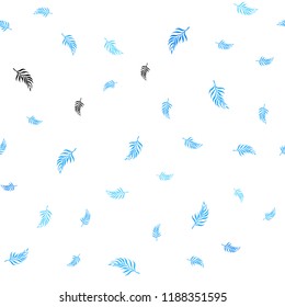Light BLUE vector seamless doodle texture with leaves. Doodle illustration of leaves in Origami style with gradient. Template for business cards, websites.