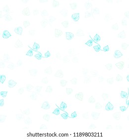 Light BLUE vector seamless doodle background with leaves. Shining colored illustration with leaves in doodle style. Template for business cards, websites.