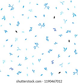 Light BLUE vector seamless doodle layout with leaves. Modern geometrical abstract illustration with leaves. Pattern for design of fabric, wallpapers.