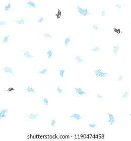 Light BLUE vector seamless doodle background with leaves. Glitter abstract illustration with doodles and leaves. Pattern for design of window blinds, curtains.