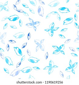 Light BLUE vector seamless doodle template with leaves. New colorful illustration in doodle style with leaves. Trendy design for wallpaper, fabric makers.