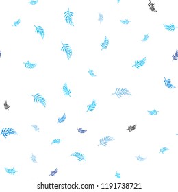 Light BLUE vector seamless doodle pattern with leaves. Colorful abstract illustration with leaves in doodle style. Pattern for trendy fabric, wallpapers.