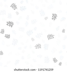 Light BLUE vector seamless doodle texture with leaves, branches. Decorative design in Indian style on white background. Pattern for trendy fabric, wallpapers.