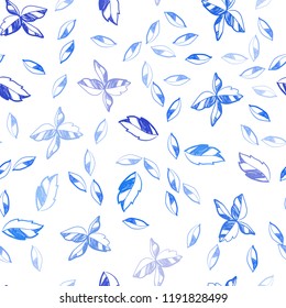 Light BLUE vector seamless doodle backdrop with leaves. Brand new colored illustration in blurry style with leaves. Pattern for design of fabric, wallpapers.