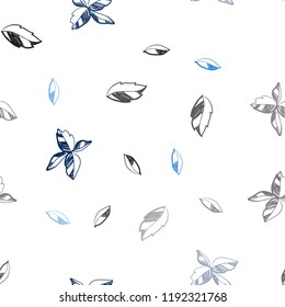 Light BLUE vector seamless doodle backdrop with leaves. Decorative illustration with doodles on abstract template. Design for textile, fabric, wallpapers.