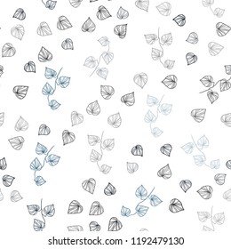 Light BLUE vector seamless doodle background with leaves. leaves on blurred abstract background with gradient. Design for textile, fabric, wallpapers.